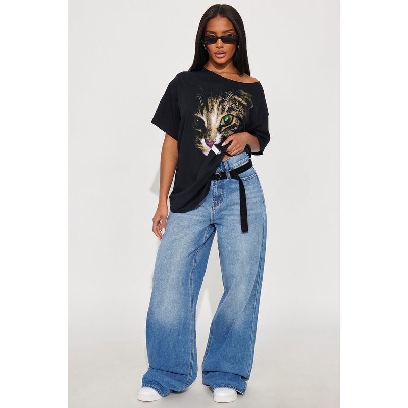 Silent Mode Belted Wide Leg Jeans – Medium Wash