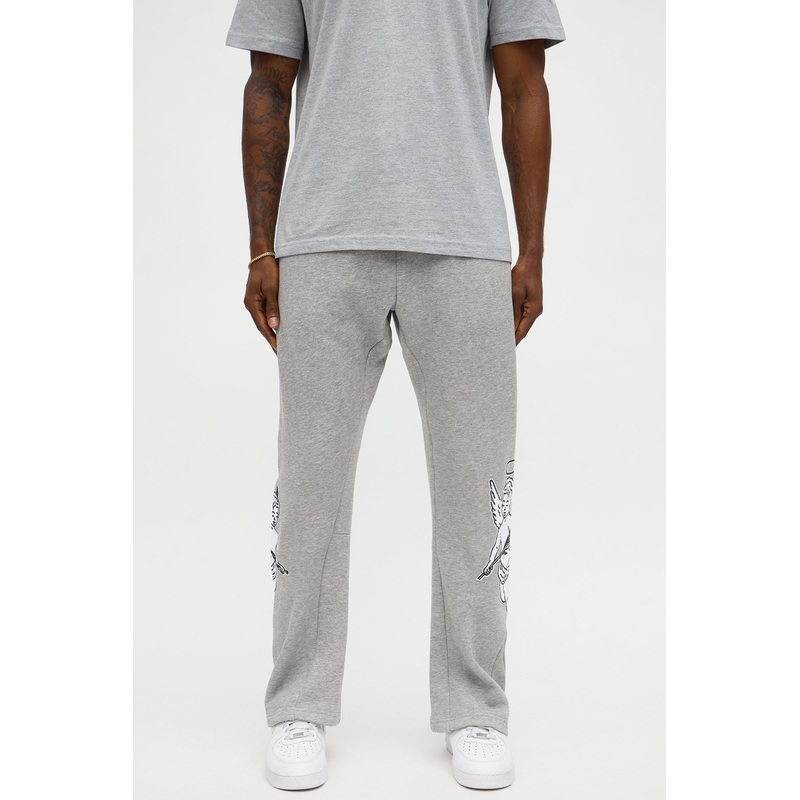 Spiritual Battle Slim Flare Sweatpants – Heather Grey