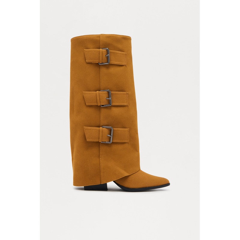 Toliver Buckle Overlay Boots – Tan