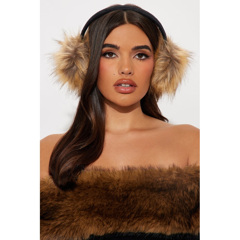 Aspen Weekend Faux Fur Earmuffs – Black/Brown