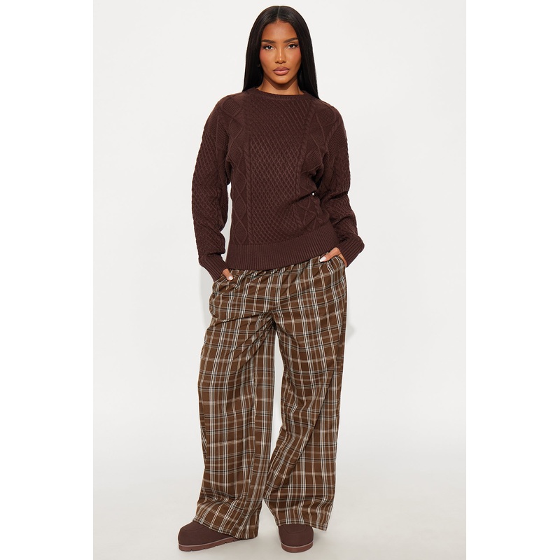 Chill All Day Plaid Boxer Pant – Brown/combo