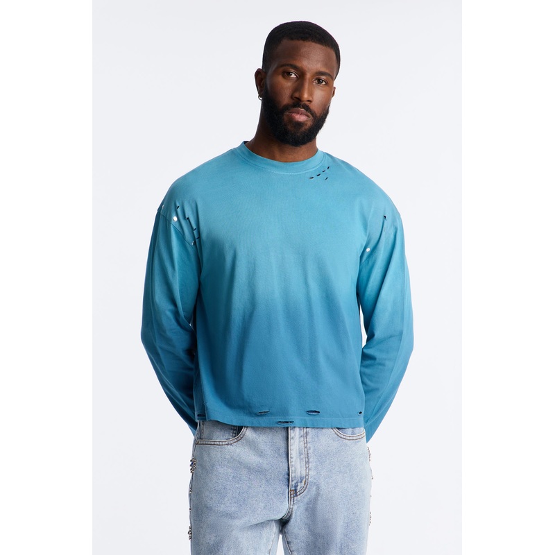 Distressed Edge Relaxed Tee – Green