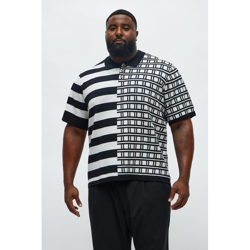 Twice As Nice Contrast Polo – Black/combo