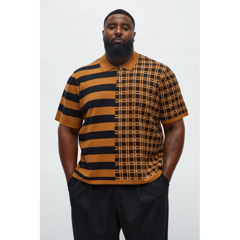 Twice As Nice Contrast Polo – Mustard/combo