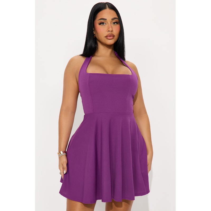 Alena Halter Mini Dress – Plum