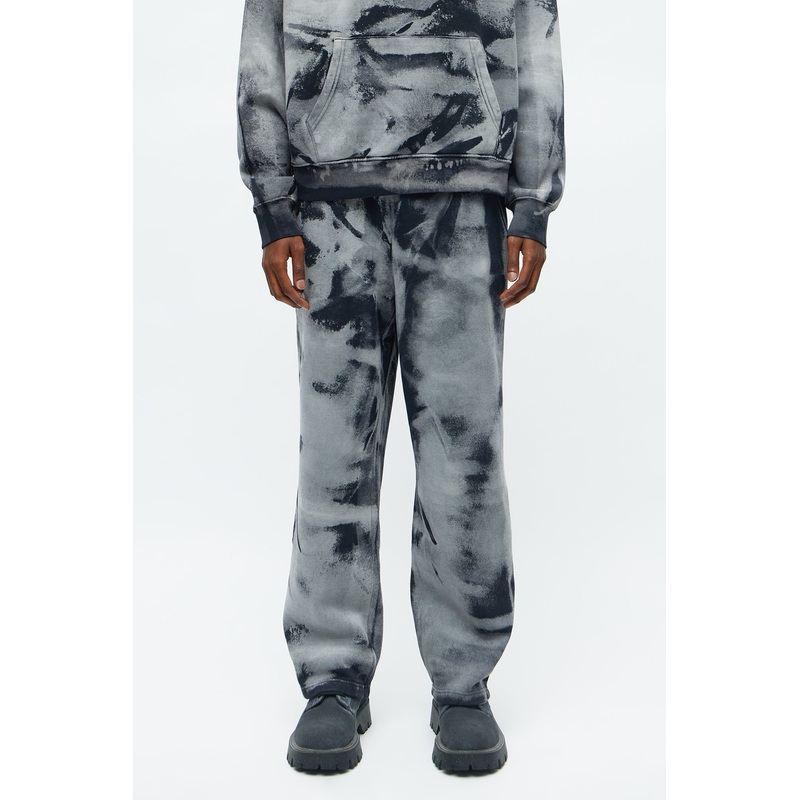 Exploded Bleach Straight Sweatpants – Black Wash