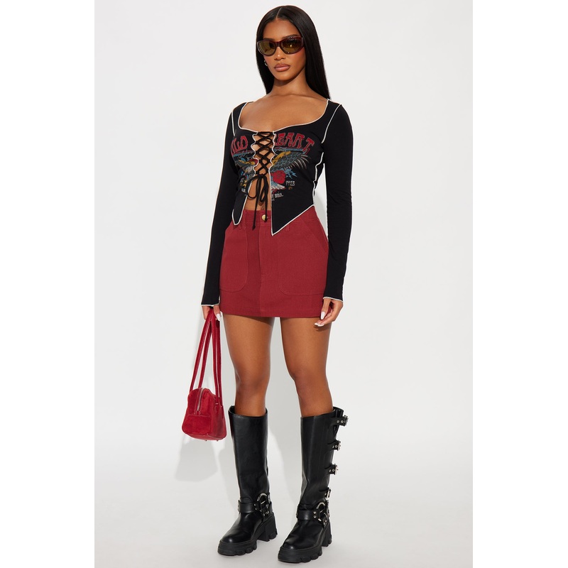 Sneak Attack Micro Mini Skirt – Burgundy