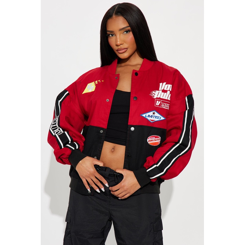 Von Dutch Twill Racing Jacket – Black/Red