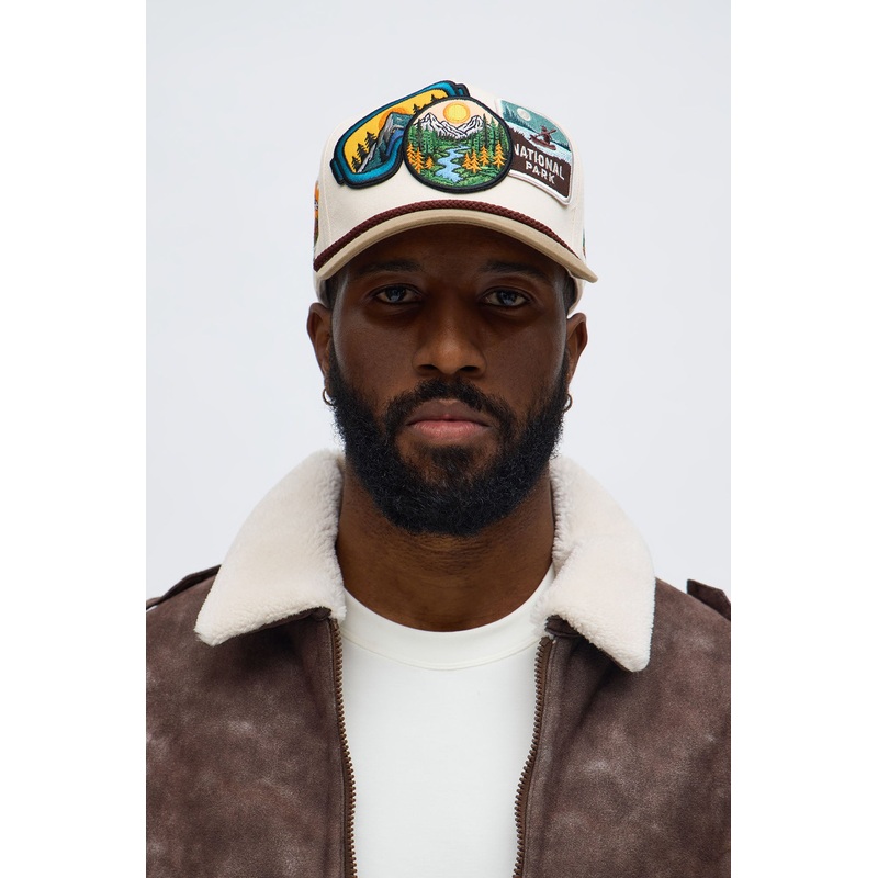 Camp Badge Structured Snapback Hat – Stone/Combo