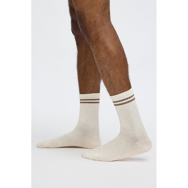 Classic Striped Crew Length Socks – Sand