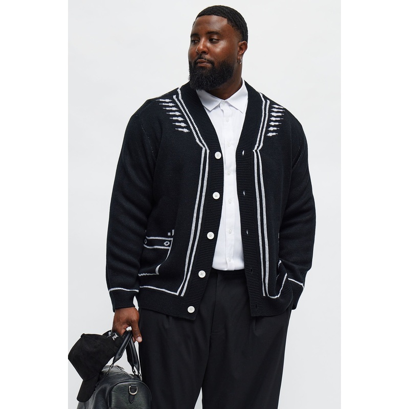 Contrast Detail Cardigan – Black/combo