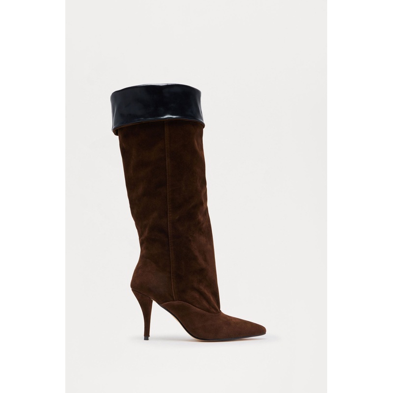 Seattle Ruched Knee High Boots – Chocolate