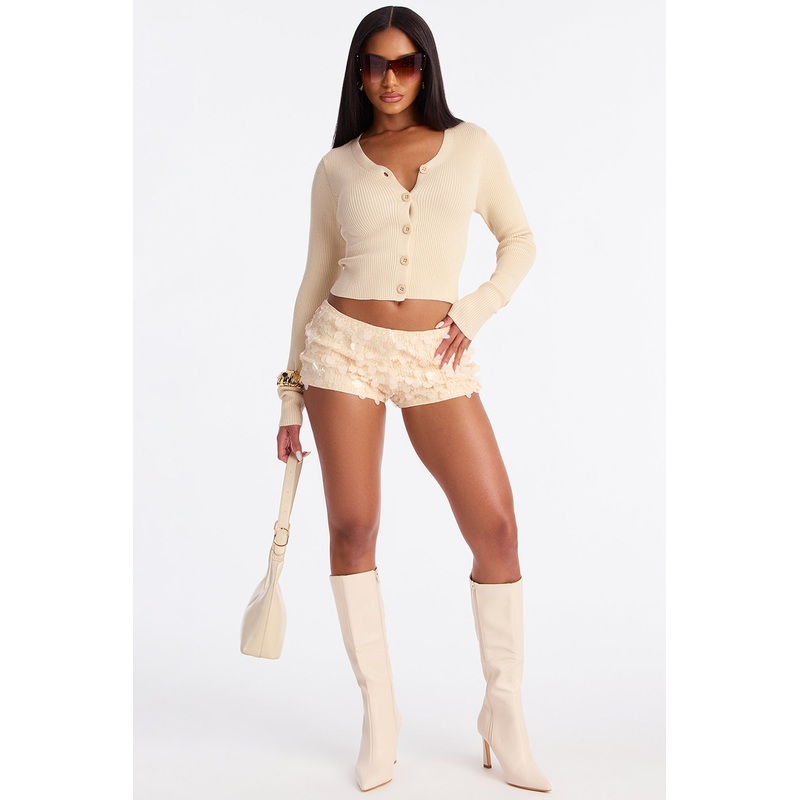 You Wish Sequin Micro Short – Cream