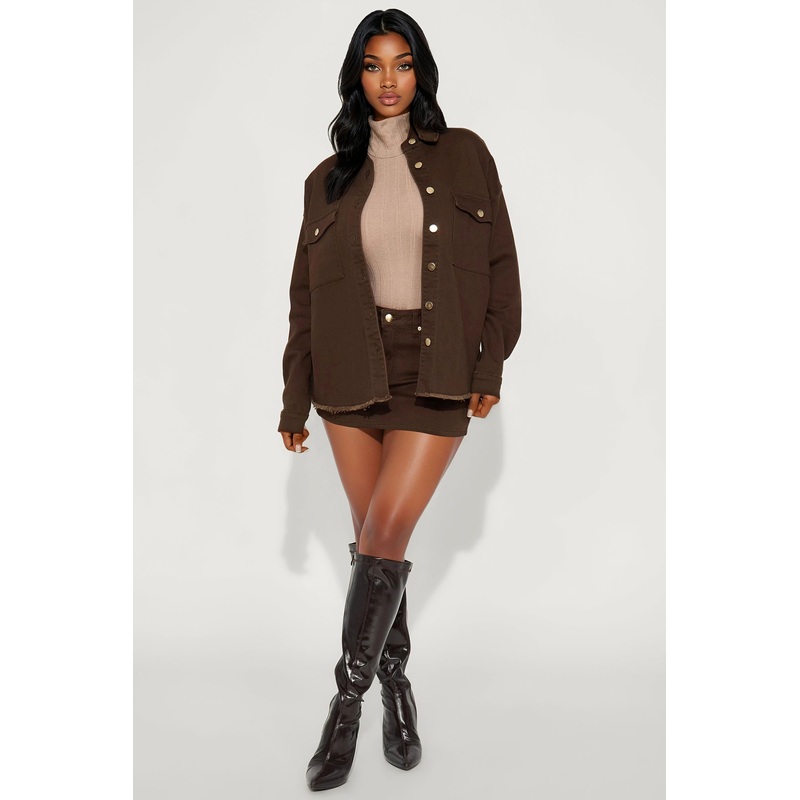 Aim To Please Stretch Twill Skirt Set – Chocolate