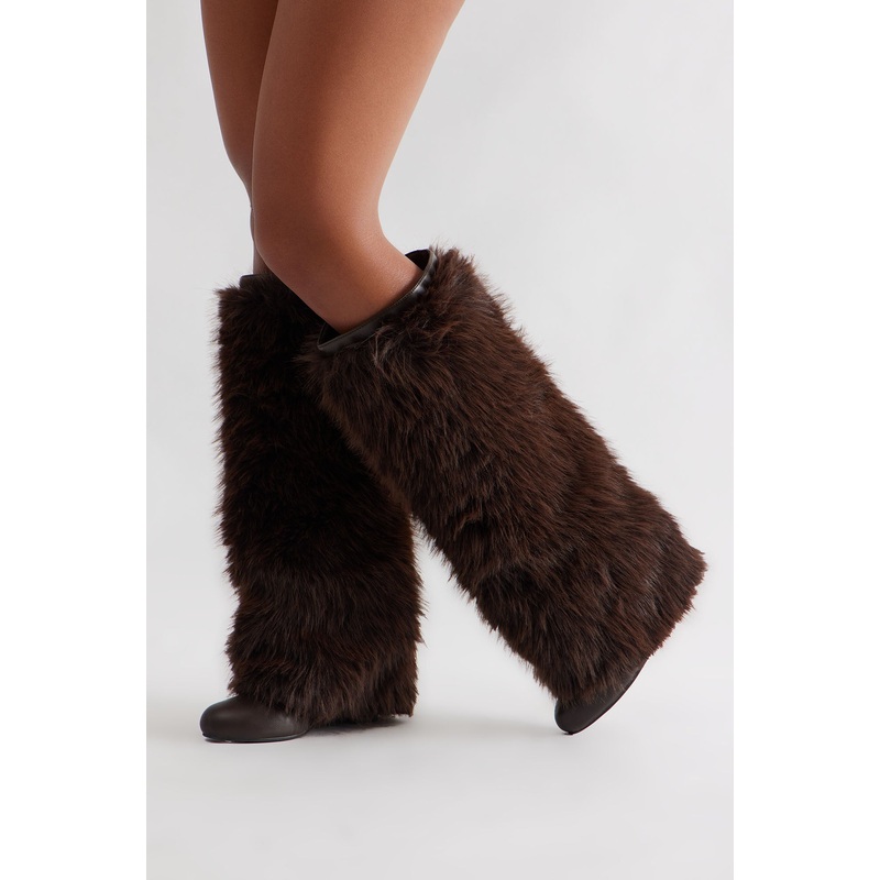 Vancouver Faux Fur Boots – Chocolate