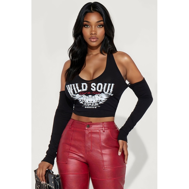 Wild Soul Long Sleeve Top – Black