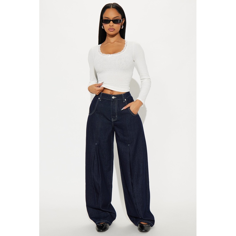 A Big Scene Wide Leg Jeans – Dark Denim