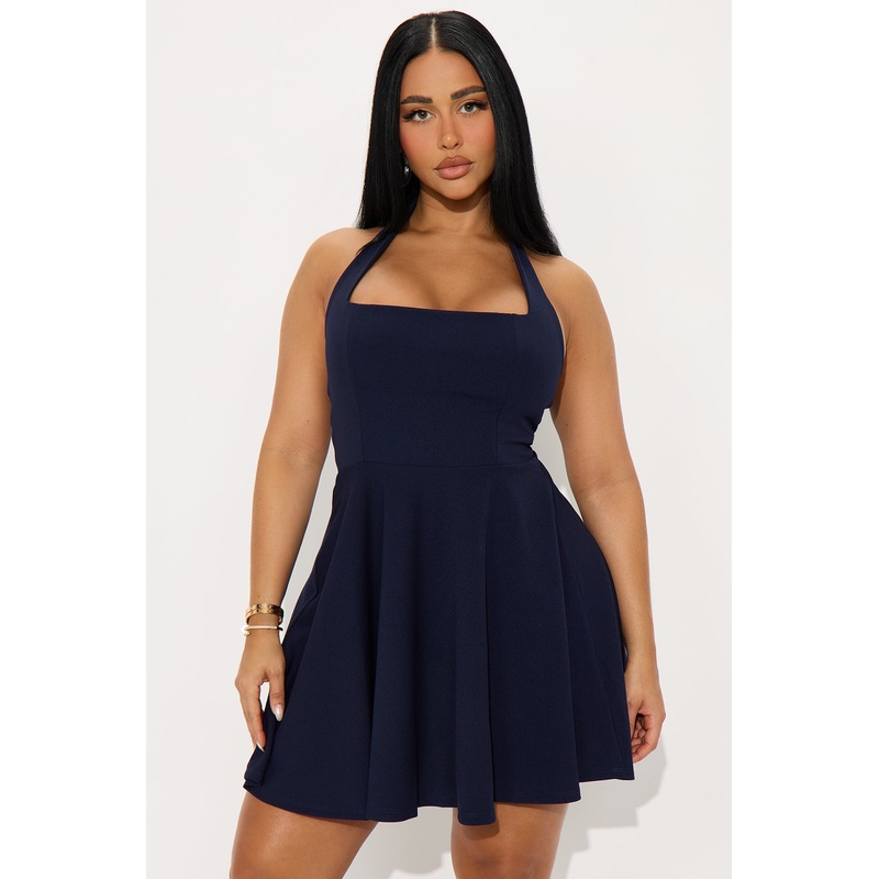 Alena Halter Mini Dress – Navy