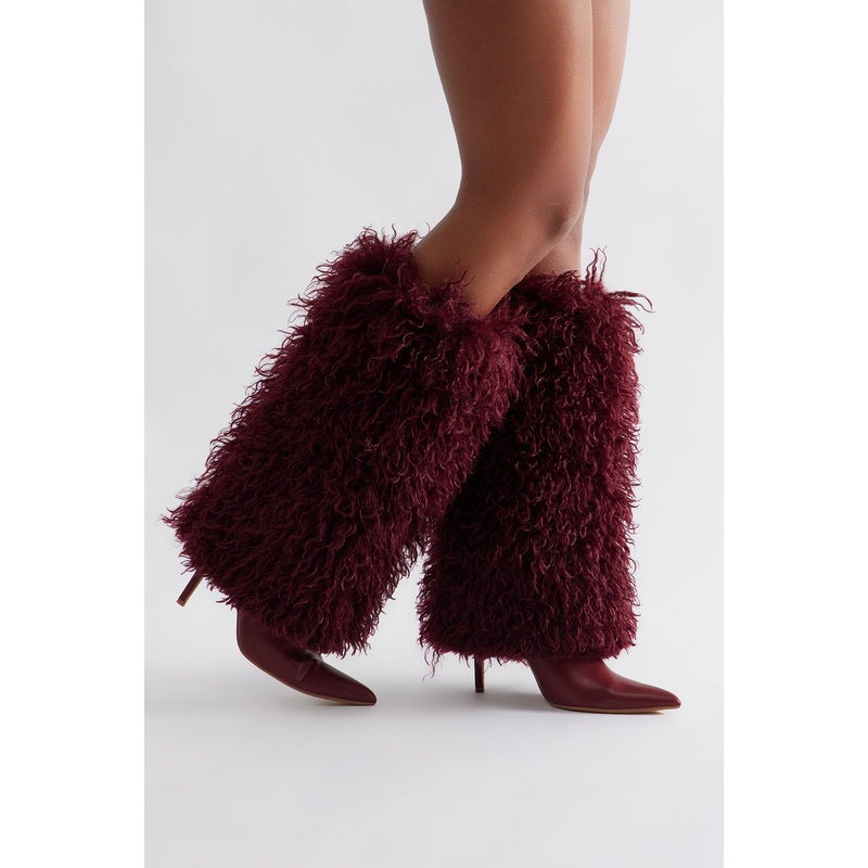 Ames Faux Fur Overlay Boots – Burgundy