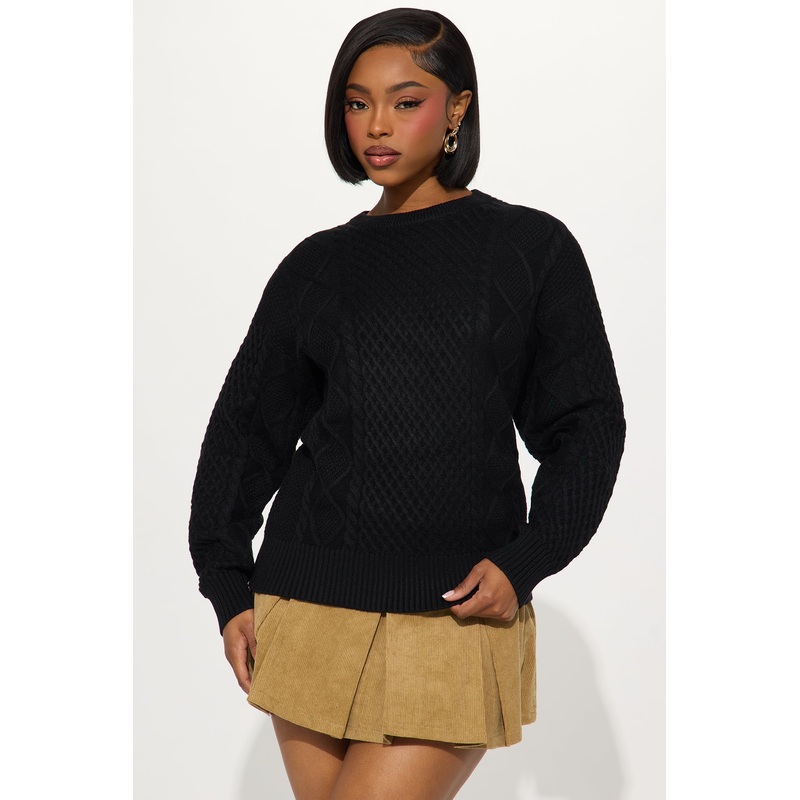 Azusa Cable Knit Sweater – Black