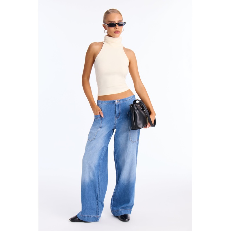Wanderer Drapey Wide Leg Jeans – Medium Wash