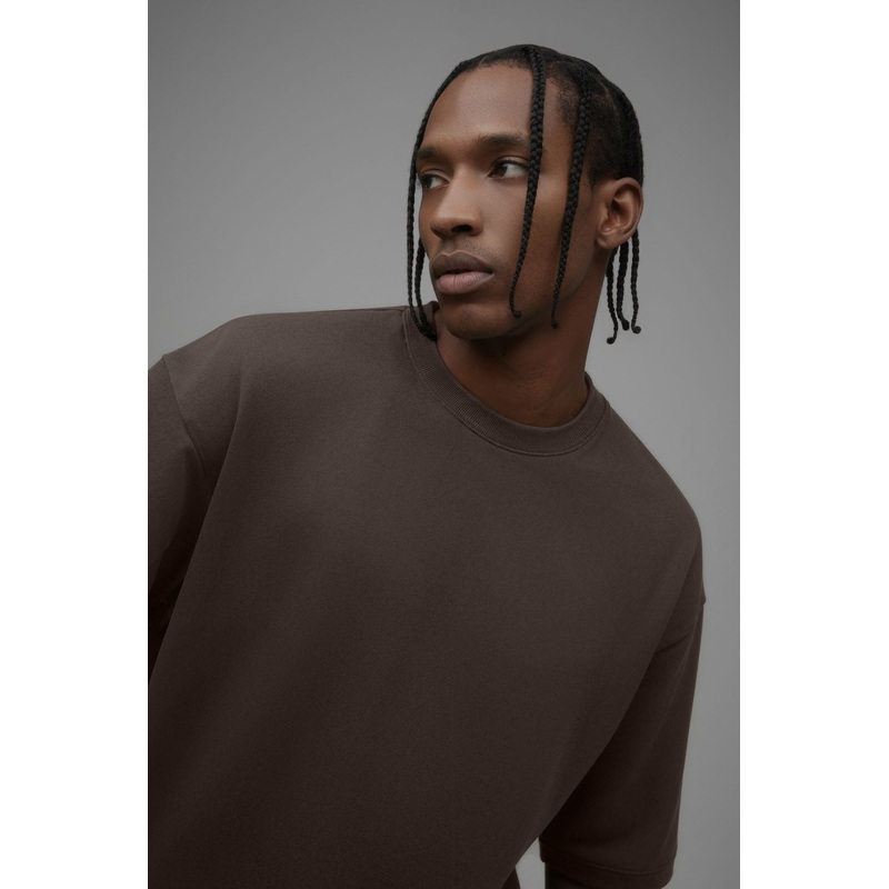 410 Oversized Fleece Tee – Brown