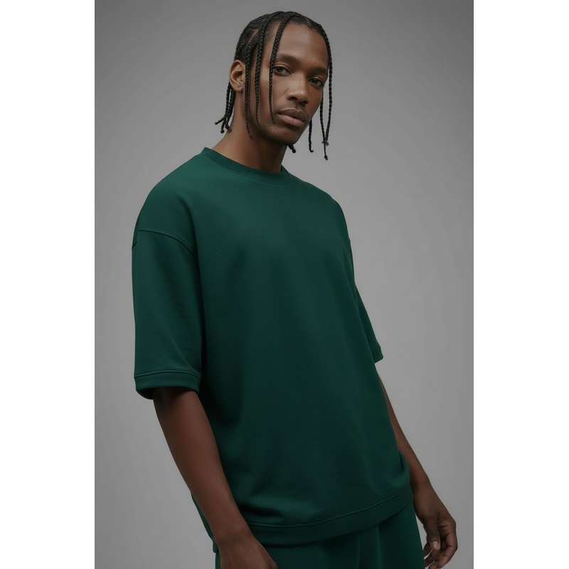 410 Oversized Fleece Tee – Hunter Green