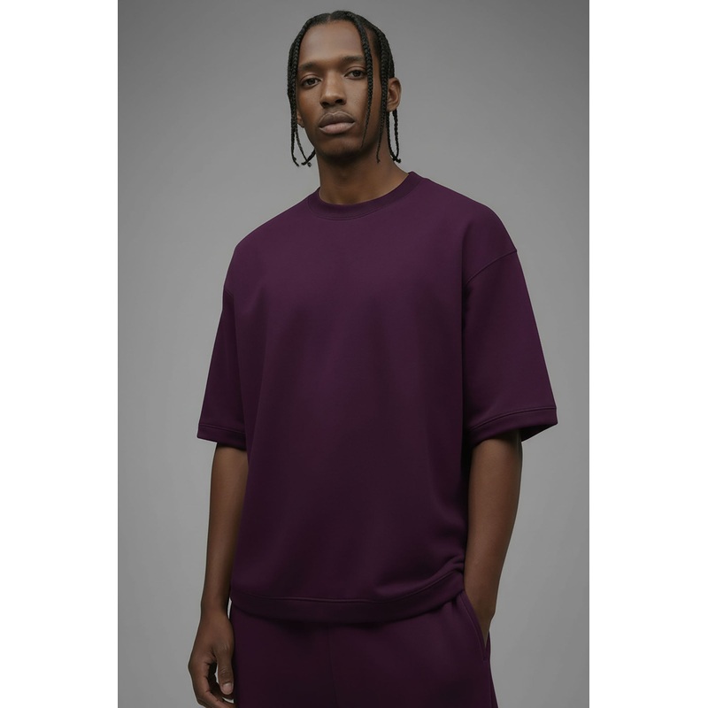 410 Oversized Fleece Tee – Plum
