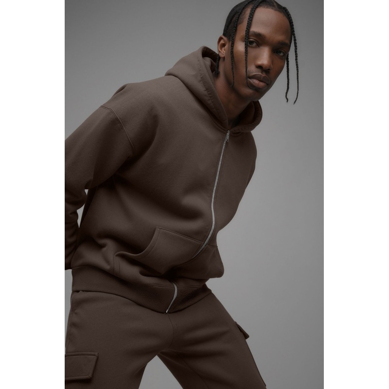 410 Oversized Zip Hoodie – Brown