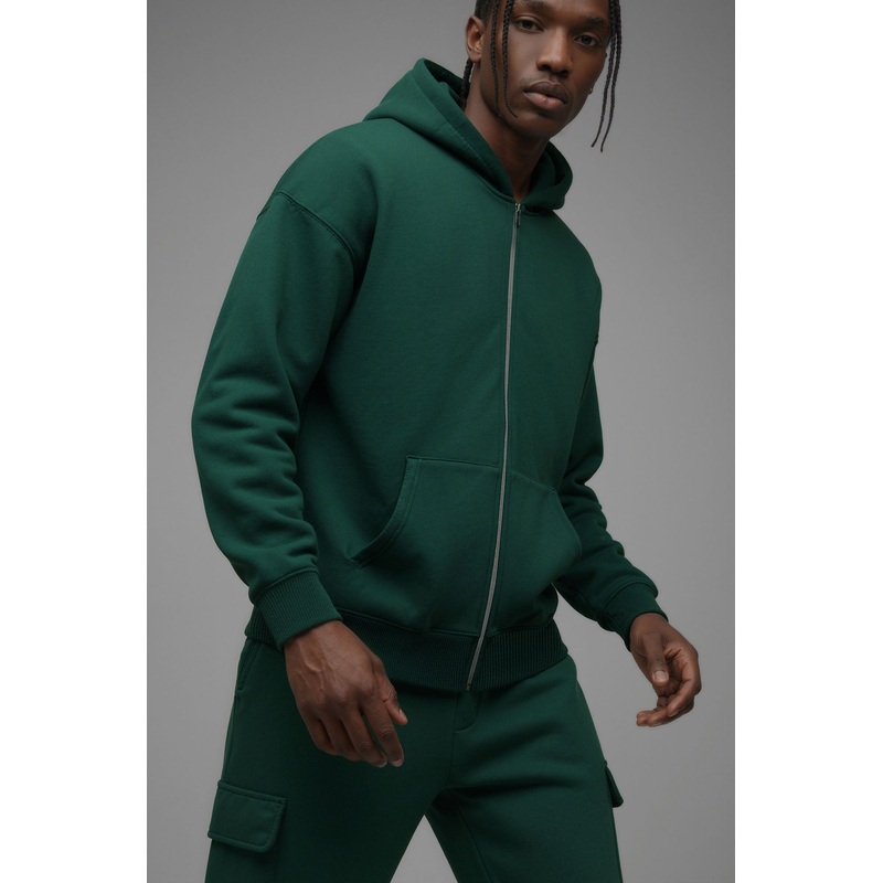 410 Oversized Zip Hoodie – Hunter Green