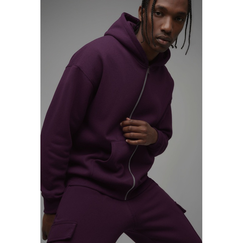410 Oversized Zip Hoodie – Plum