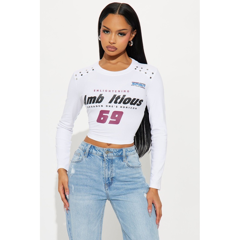 Ambitious Spirit 69 Long Sleeve Top – White