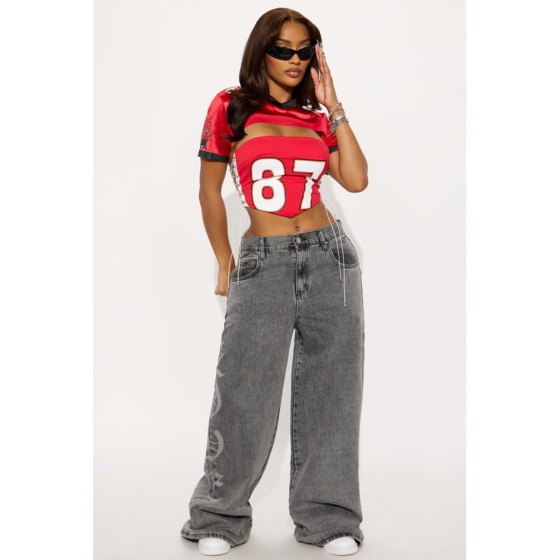 Anything For Love Printed Jeans – Grey