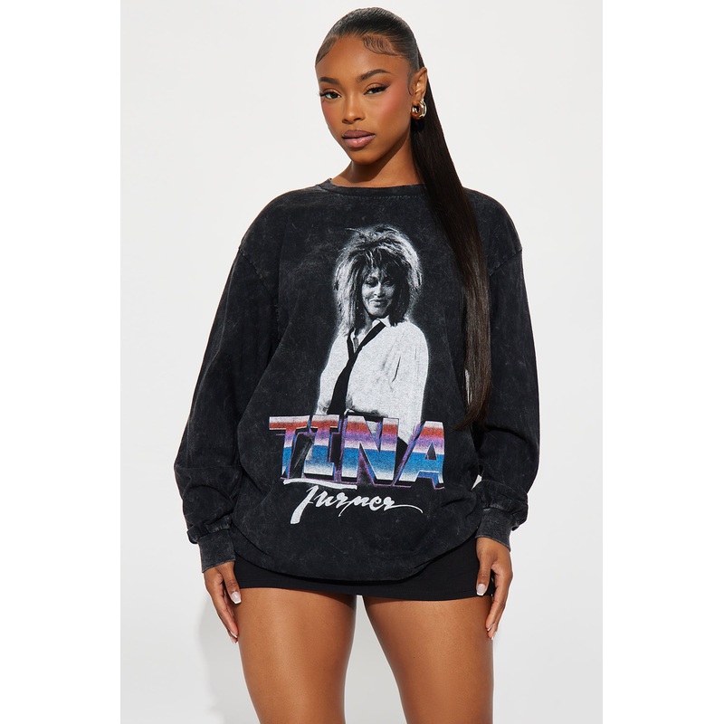 Tina Tuner Washed Tie Tee – Black Wash
