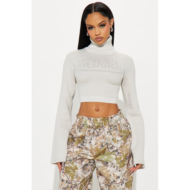 Von Dutch Soft Turtle Neck Top – White