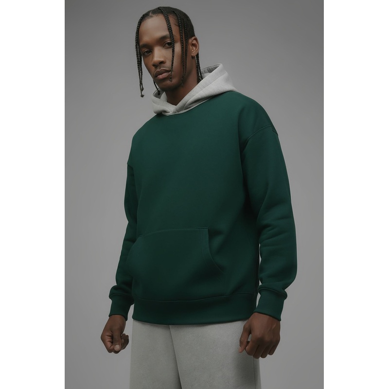 410 Oversized Colorblock Hoodie – Hunter Green