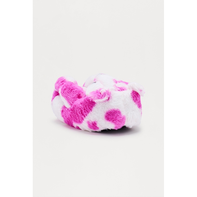 Camo Bear Faux Fur Slippers – Fuchsia/combo