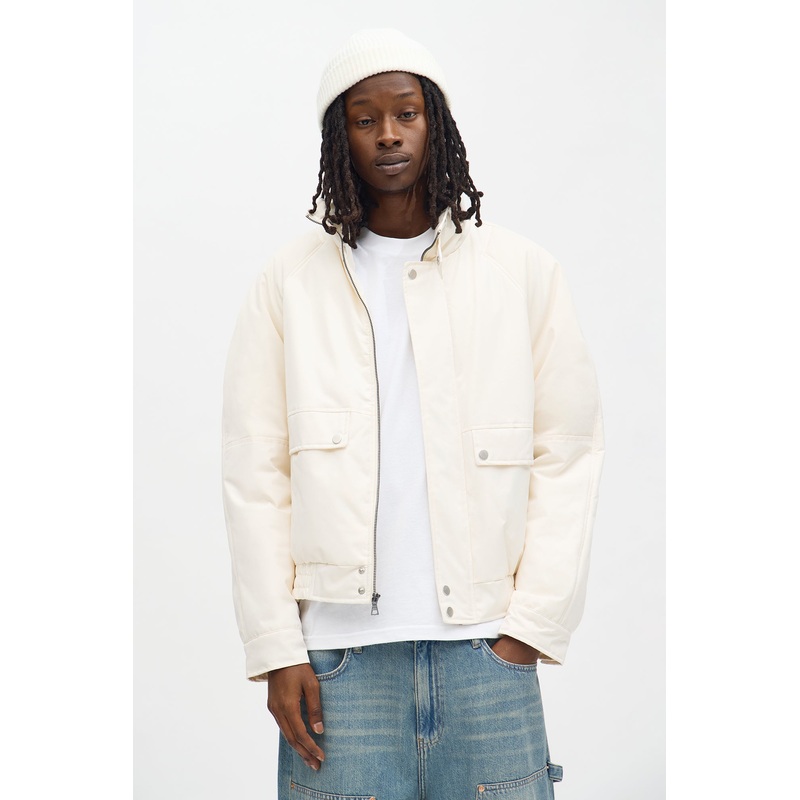 Level Up Paneled Bomber Puffer Jacket – Off White