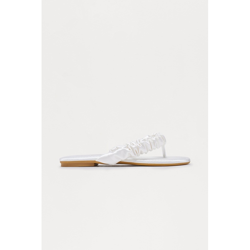 Staci Satin Flip Flops – White