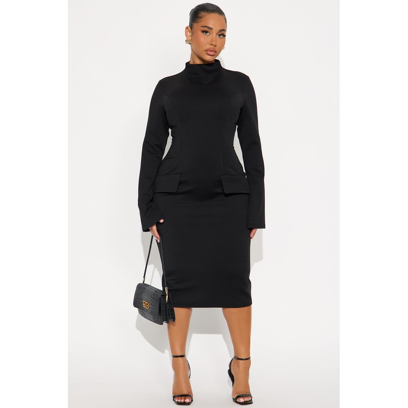 Above Average Ponte Midi Dress – Black