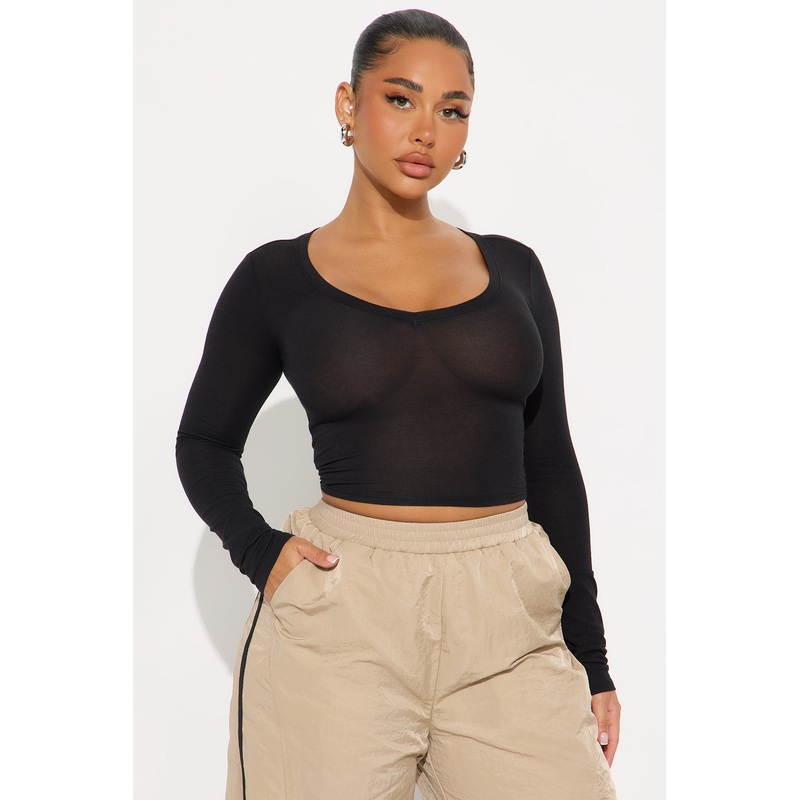 Dawn V Neck Basic Top – Black