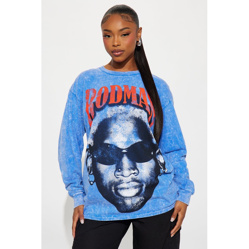 Dennis Rodman Rules Washed Long Sleeve Tee – Blue Wash