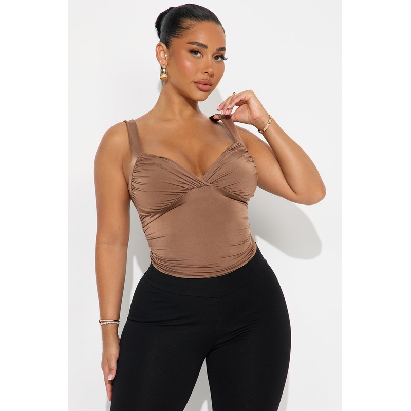 Go For It Ruched Top – Chocolate