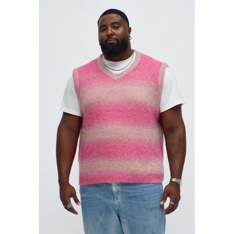 Gradient Sweater Knit Vest – Pink/combo