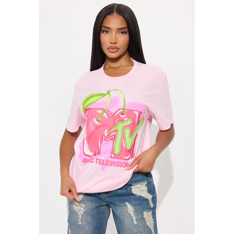Retro MTV Rewind Tee – Light Pink