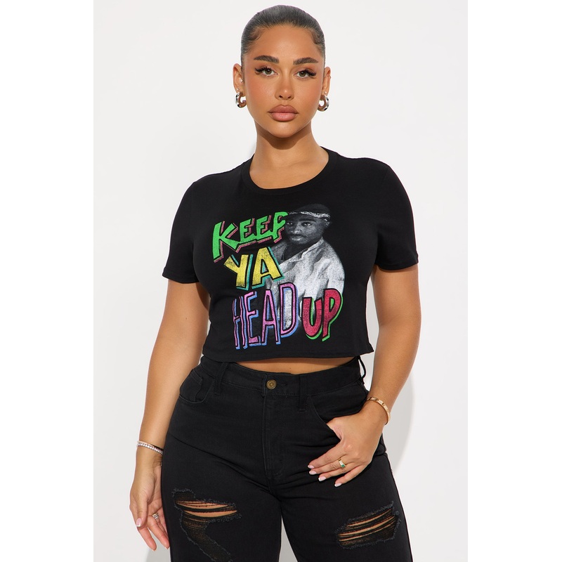 Tupac Keep Ya Head Up Baby Tee – Black