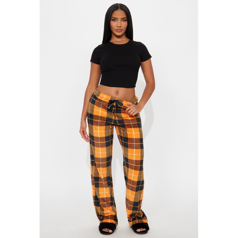 Autumn Vibes Plush PJ Pants – Orange/combo