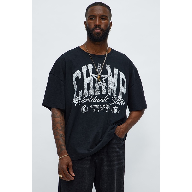 Champ Worldwide Star Oversized Short Sleeve Tee – Black