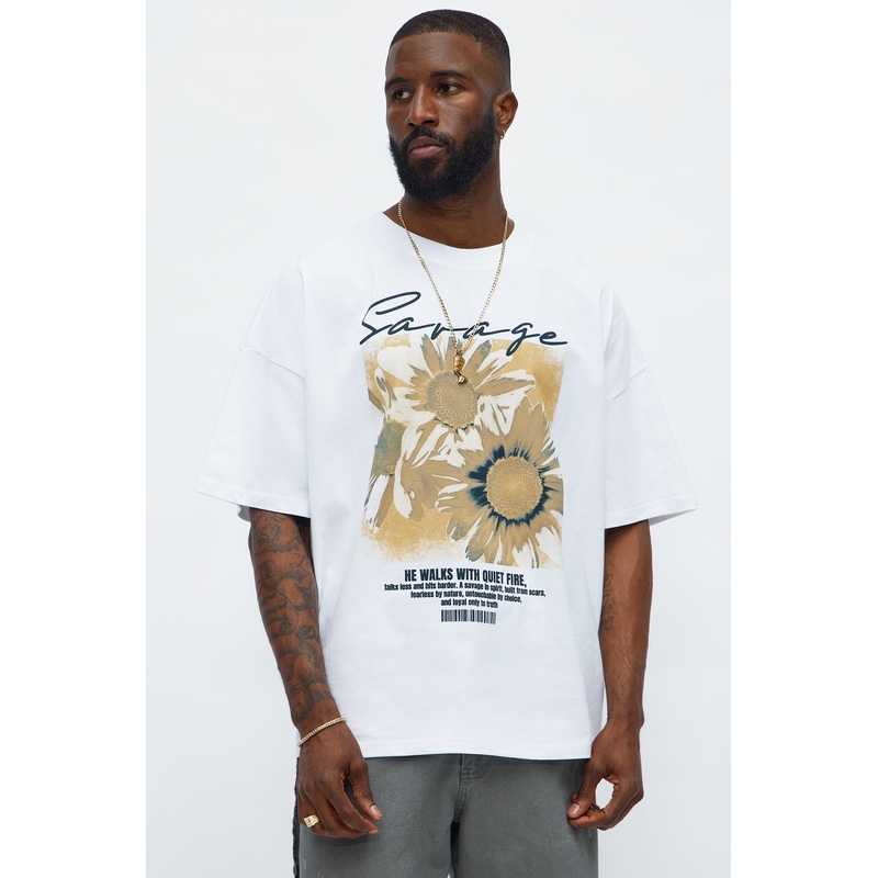 He Walks With Us Boxy Short Sleeve Tee – White