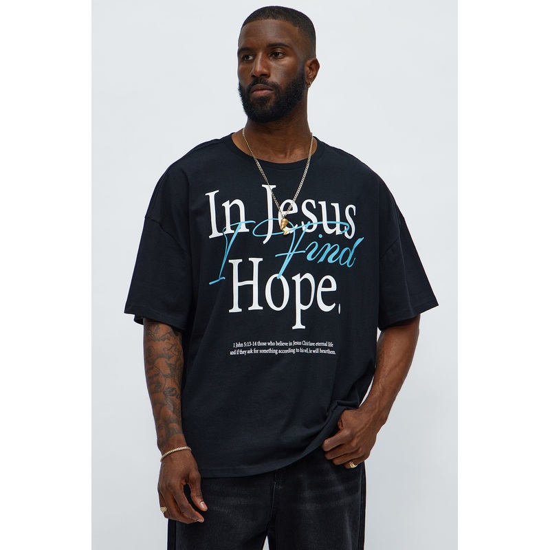 In Jesus I Find Hope Boxy Short Sleeve Tee – Black